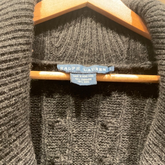 Ralph Lauren  Men’s Cable Knit Shawl  Collar Cardigan Sweater, Dark Grey, L - Picture 5 of 6